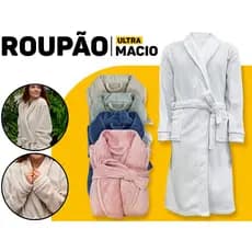 Roupão Neo Velour Premium Camesa Frio Inverno Quentinho Adulto Feminino Masculino C/ Bolso e Cinto