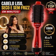 Escova Secadora Soft 4x1 Britânia 1300W BES12V Alisa Seca Modela Luz Infrared Bivolt Vermelha