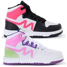 Kit Tênis Infantil Feminino Botinha Lukys High Menina Casual Escolar