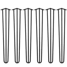 Kit 6 Pés De Ferro Para Mesa Industrial Hairpin Legs 75cm 7mm