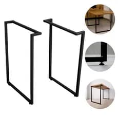 2 Pés de Mesa 90x58cm Preto Pintura Eletrostática Bancada