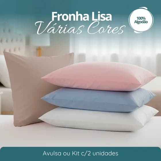 Kit Fronha Lisa Avulsa 100% Algodão Vivaldi - Kit ou Unidade - Várias Cores