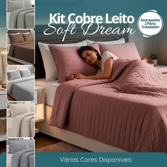 Kit Cobre Leito Colcha 3 peças Soft Dream Dots Extra Macio - Aconchegante e de Alta Durabilidade