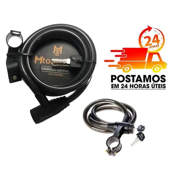 CORRENTE CADEADO TRAVA BICICLETA CHAVE AÇO BIKE MOTO ( 4,5 x 12 x 1500MM ) - MTOSIRLOCK