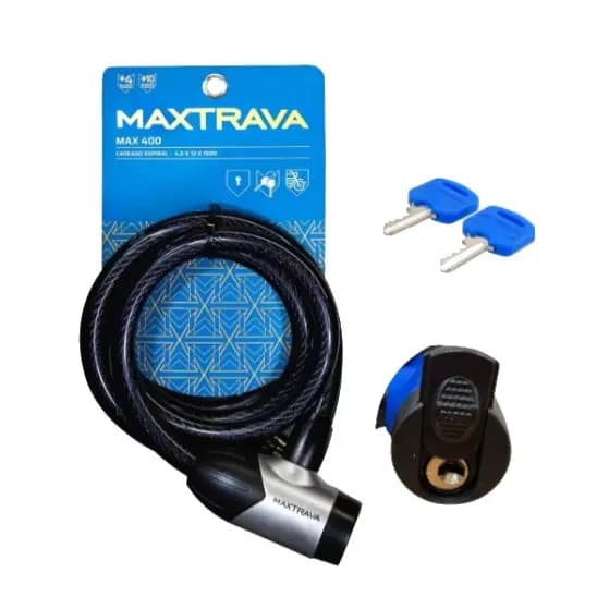 CORRENTE CADEADO TRAVA BICICLETA CHAVE AÇO BIKE MOTO ( 4,5 x 12 x 1500MM ) - MAX TRAVA