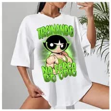 blusa feminina para academia Treino Feminina Docinho Roupas de Academia Look de Treino Super Poderosas Meme