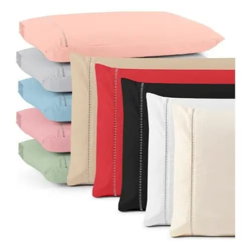 Kit 2 Fronhas 400 Fios Capa Para Travesseiro Detalhe Ponto Palito
