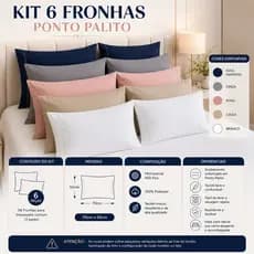 Kit 6 Fronhas 400 Fios Capa Para Travesseiro Avulsas Detalhe Ponto Palito