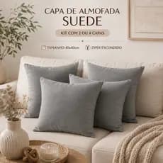 Kit 4 e 2 Capas de Almofada Suede Veludo Luxo Tamanho 45x45 Zíper Invisível Conforto e Sofisticação