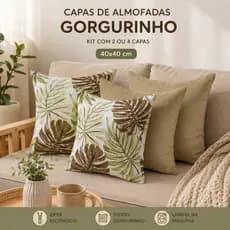 Kit Capa de Almofada Gorgurinho 4 Peças 45x45cm Estampadas Modernas Floral Com Zíper