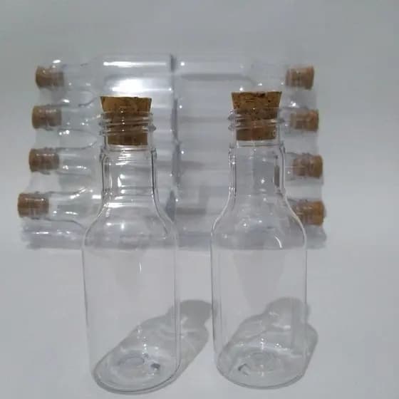 Garrafinha Plástica 50 ml com Tampa Rolha (10 Unidades)