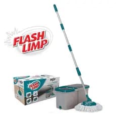 Mop Duas Aguas Fit Giratório Esfregão Pro Microfibra c/ Cesto Inox Flash Limp MOP7504
