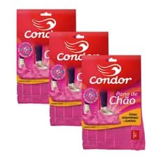 Kit 3 Panos de Chão 70x50 Grande para Limpeza Geral em Microfibra Condor 1676