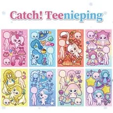 8 Folhas/Conjunto De Captura De Desenho Animado Fofo ! Adesivos De Jogo Teenieping Para Brinquedos Infantis DIY Conta Qu