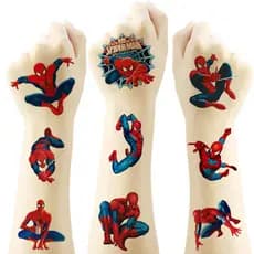 20 Pçs Dos Desenhos Animados Homem Aranha Tatuagem Adesivos Para Crianças Transferência De Água De Descartáveis 5x5cm