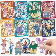 8 Peças/set De 2025 Disney Cartoon Zootopia 2 Série De Mudança De Rosto Adesivos Divertidos Colagem De Jogo DIY Para Cri