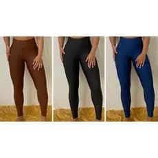 Kit 3 Calças  Legging Fitness Academia Cintura Alta Suplex Alta durabilidade