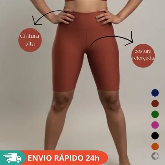 Bermuda Ciclista Fitness Academia Cintura Alta Suplex Alta durabilidade