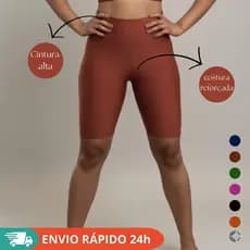 Bermuda Ciclista Fitness Academia Cintura Alta Suplex Alta durabilidade