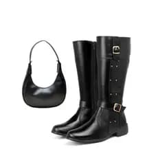 Kit Bota Montaria Feminina Country + Bolsa Meia Lua Fashion Lancamento