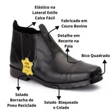 Bota Masculina Estilo Botina Ideal Para  Trabalho Campo