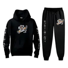 Conjunto Moletom Canguru Masculino Luffy Blusa De Frio + Calça Moletom Estampados Unissex Outono/Inverno