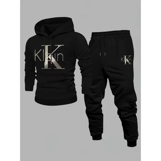 Conjunto Moletom Canguru Masculino K Klein Blusa De Frio + Calça Moletom Estampados Unissex Outono/Inverno