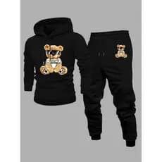 Conjunto Moletom Canguru Masculino Urso Malandro Blusa De Frio + Calça Moletom Estampados Unissex Outono/Inverno