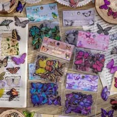 40pçs Adesivos Borboleta Elegantes PET Transparente Decalques Decorativos Para Laptop Telefônico Diário De Raspagem