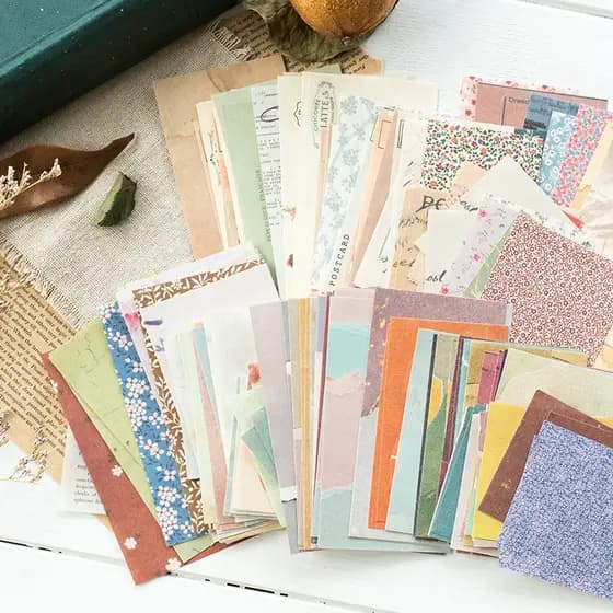 60 Folhas Material Floral Vintage Papel Diário DIY Scrapbooking Papelaria Retro Fundo