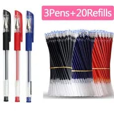 23 Pcs Ballpoint Pen + Refill Set Black Blue Red Ink Gel Pen Bullet Tip 0.5mm School office Supplies Stationery