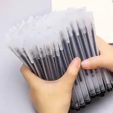 10pcs/Conjunto Caneta Gel Transparente Tinta Preta Escritório Escolar Escrita Suprimentos Estudantis Papelaria