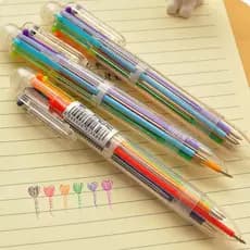 Novidade Caneta Esferográfica Multicolor Multifuncional 6 In1 Papelaria Colorido Material Escolar Criativo