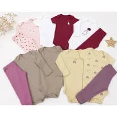 Kit Minimalista 12 peças body bebê manga curta manga longa calça Menina P ao GG