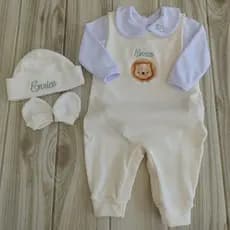 saida maternidade  conjunto 4 peças personalizado  bebê menina menino suedine algodão
