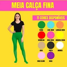 Meia Calça Fina Cores para Festas - Halloween - Carnaval – Tamanho Único