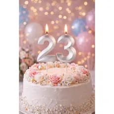 Vela Número Design Prata 15cm P/ Bolo de Aniversário