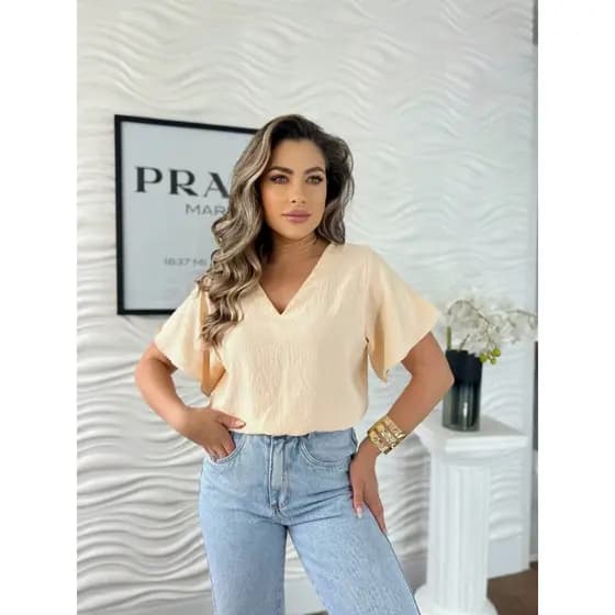 Blusa feminina Tecido Duna baixo com elastico