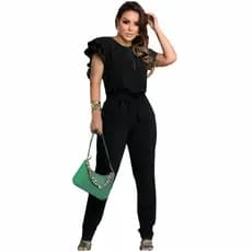 Conjunto Feminina Duna Calca e Blusa e manca Babado tecido duna
