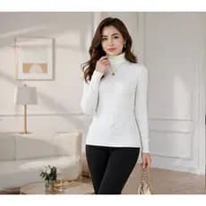 Blusa feminino Sueter  Modal Trancada Gola Alta