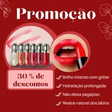 Gloss Labial Sarah’s Beauty 6 Cores Glitter Brilho Intenso Hidratação Duradoura Não Pegajoso Maquiagem Feminina