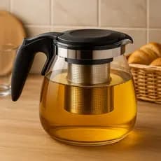 Chaleira Bule de Vidro Infusor Inox Para Chá 1 Litro