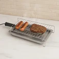 Churrasqueira Elétrica Grill Portátil Bandeja Inox 29x17x6cm