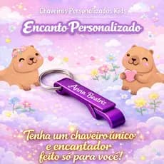 CHAVEIROS ABRIDOR DE LATINHA TEMA CAPIVARA  PERSONALIZADO COM NOME