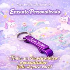 CHAVEIRO ABRIDOR DE LATA INFANTIL PERSONALIZA,OS SEU NOME