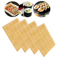 Kit com 4 Esteira De Sushi Bambu Temaki Sudare Comida Japonesa Oriental