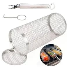 Grelha Cilindro 20,5cm Drum Grill Tambor Para Legumes Vegetais Pão de Alho Churrasco