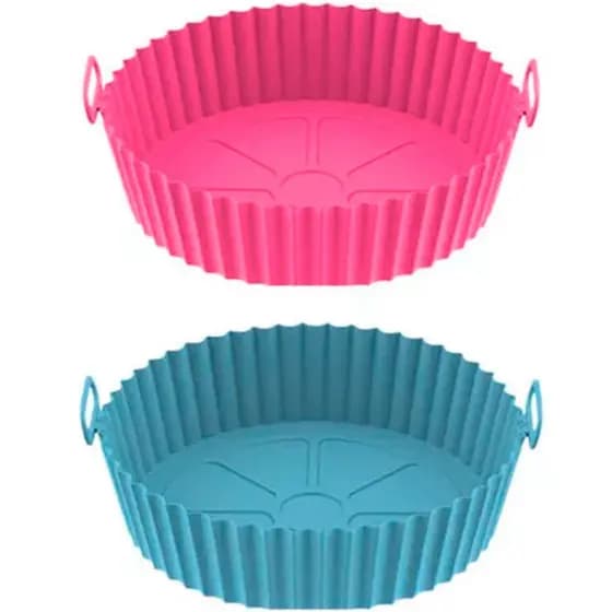 Kit 2 Formas Silicone Reutilizável Antiaderente Air Fryer