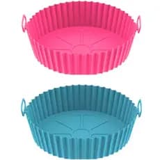 Kit 2 Formas Silicone Reutilizável Antiaderente Air Fryer