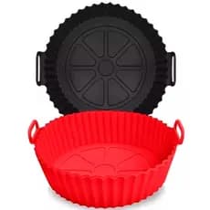 Kit 2 Forma Silicone Reutilizável Antiaderente Air Fryer